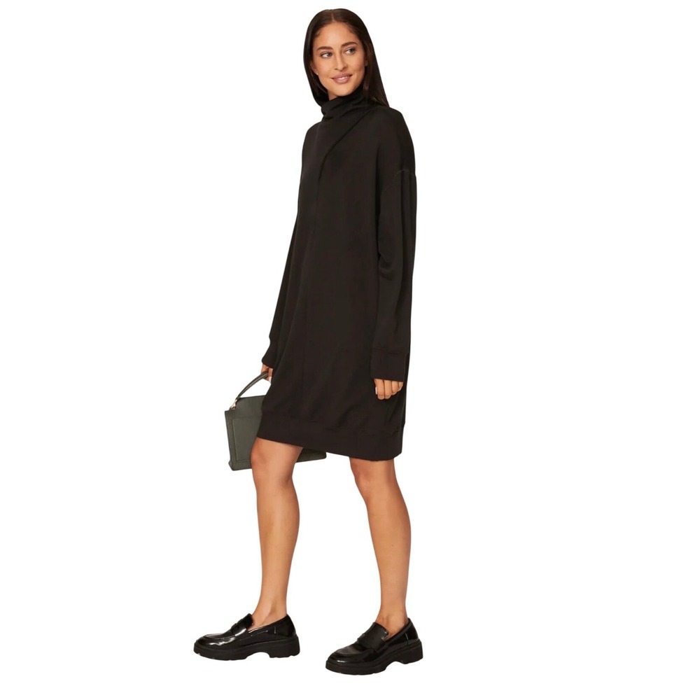 Fifteen Twenty Faux Wrap Black Turtleneck Dress X-Small‎ Grunge Minimalist